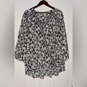 Max Studio Women 3X Chiffon Ethereal Floral Faux Wrap Blouse Cottagecore‎
